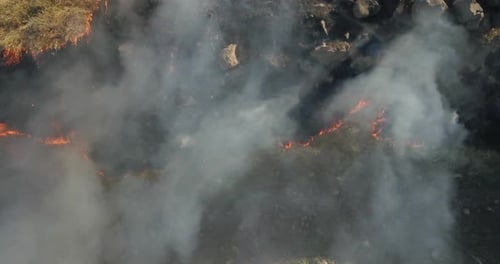 Fire in Golan Heights Aerial view