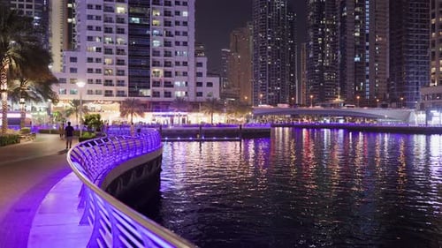 Night view of Dubai Marina Promenade, Dubai