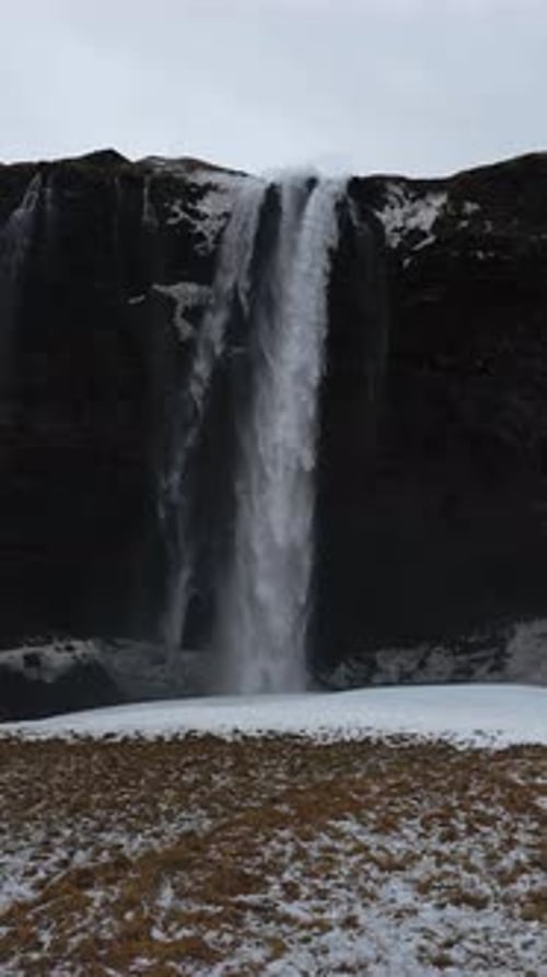 Waterfall Down A Cliff In North Europe