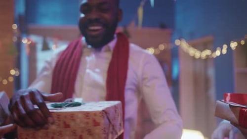 Office Celebration Scene Festive Gathering with Cheerfulness Colleagues Celebrate Under Glowing