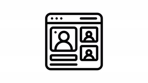 Animated Video Conference Interface Line Icon