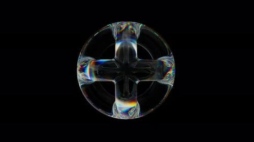 3d Transparent Rotating Glossy Wired Sphere with Dispersion Effect Rainbow Colors Reflection Glass