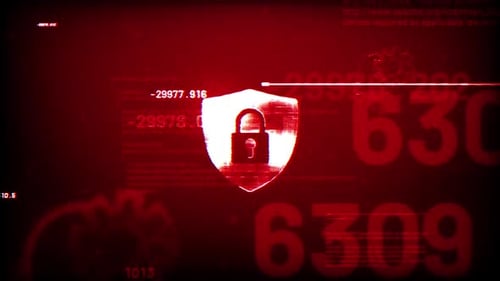 Red Digital Glitch Cyber Security Animated Background