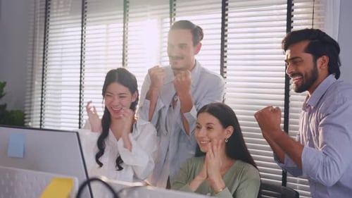 Group of multi-Ethnic businessman and businesswoman working in office.