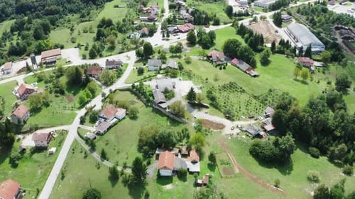 Aerial View Of Beautiful Village Full of Greenery and Cute Houses