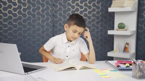Boy focused on thinking.