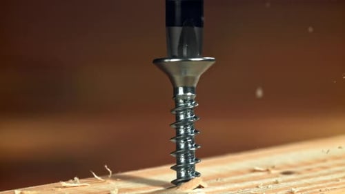 Screwing the Screw Into the Board Filmed on a Highspeed Camera at 1000 Fps