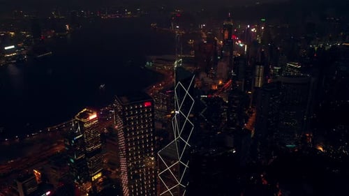 4k video footage of a beautiful city with shining lights at night