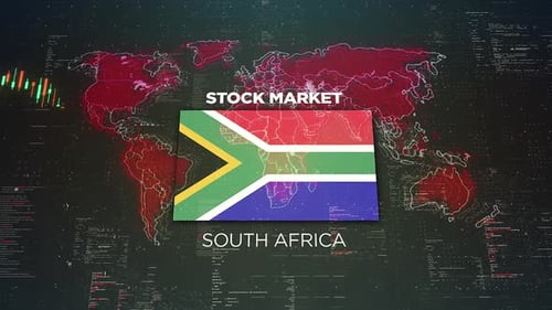 South Africa Stock Market Chart Background With Flag