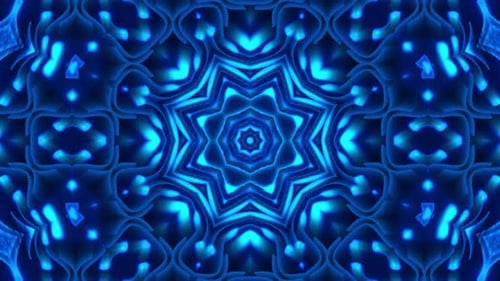 Abstract Blue Neon Kaleidoscope Motion Background Loop