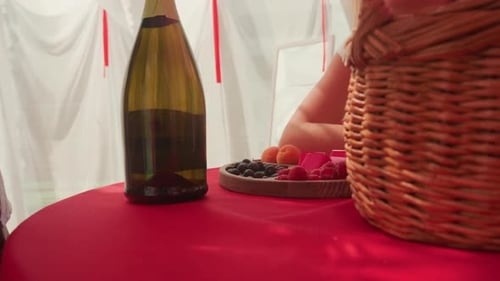 Romantic Picnic with Wine and Berries