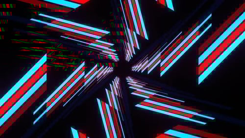 Blue And Red Hexagonal Neon Line Moving Lighting Background Vj Loop In 4K