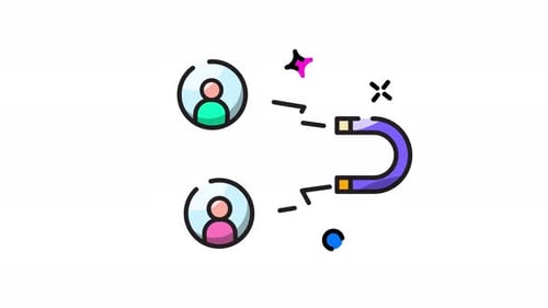 Flat Design Animated Magnet Attracting Users Icon