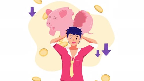 person loses money and savings - economic crisis