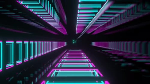 Cyan And Pink Rotations In Cube Background Vj Loop In 4K