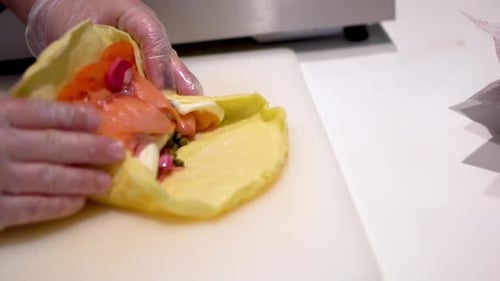 Tapioca sandwich with smoked salmon