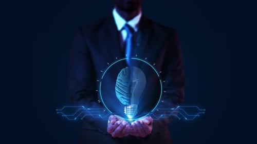 Futuristic Brain Lightbulb Idea Concept Animation