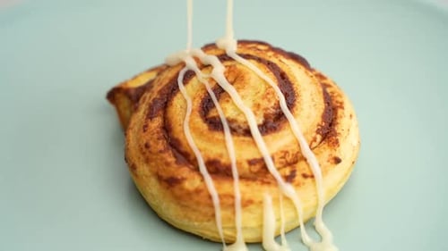 Cinnamon Bun with Drizzled White Icing