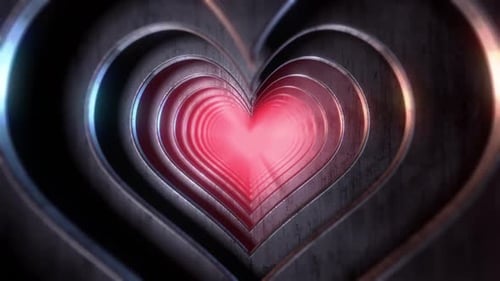 Metallic Hearts Tunnel With Red Light