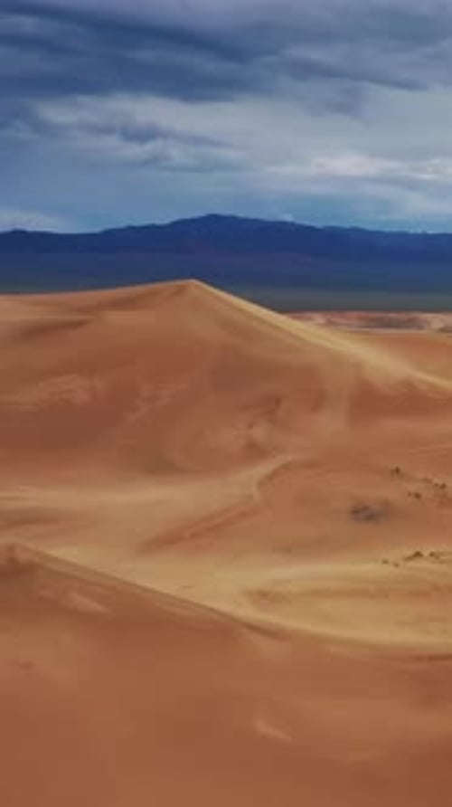 Aerial View of Sand Dunes in Gobi Desert Mongolia
