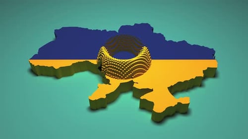 Ukraine Map Flag Reveal with Geometric Dissolve
