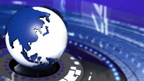 Blue 3D Rotating Globe Broadcast News Background