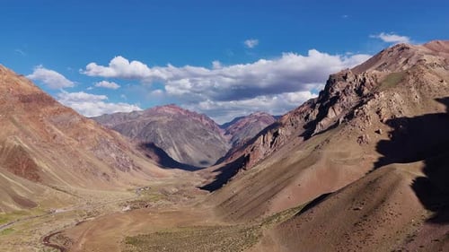 A Scenic Mountain Valley Landscape Featuring Majestic Peaks and a Clear Blue Sky