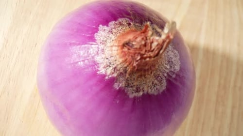 Showcases the intricate beauty of red onions