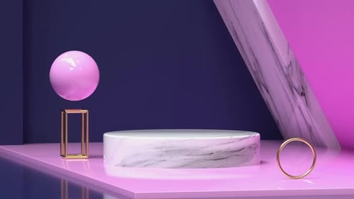 Marble pedestal with geometric abstract shapes