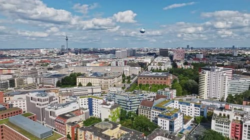 Aerial view of the Mitte district in Berlin, Germany.