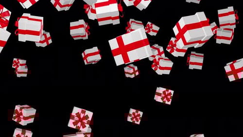 Falling White Gift Boxes with Red Ribbons Seamless Loop Animation