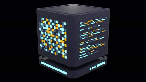 Animación de servidor 3D. Render 3D de servidor informático. Computación en nube