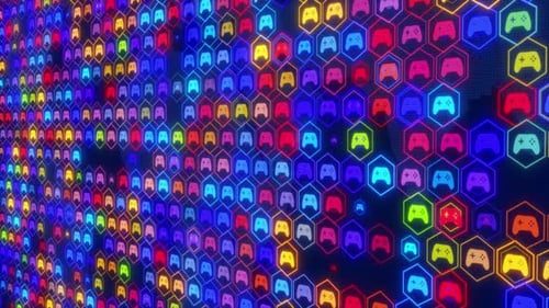 Digital Game Controller Hexagon Grid Loop Background