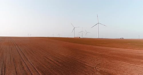 Renewable Energy Large Windmills With Blades Ecology Wind Turbines Aerial View