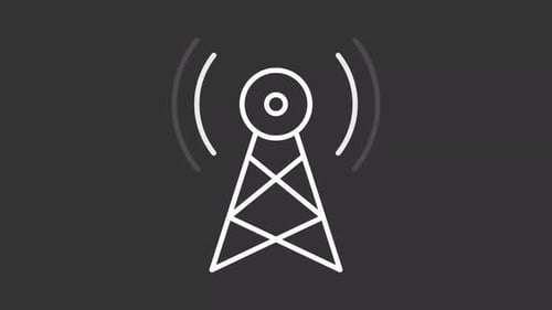 Animated Communication Tower Transmitting Signal Icon