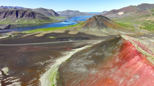 Highlands in Iceland Beautiful Volcanic Mountain Unusual Nature Landscape Spectacular Bird's Eye