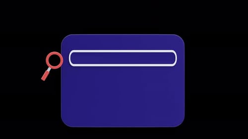 3D Animation of Search Bar with Magnifying Glass Icon