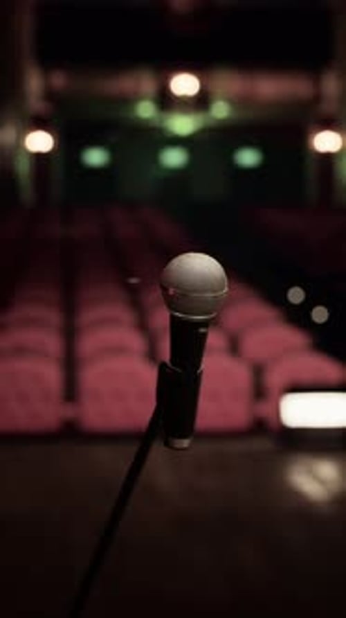 Stage Microphone with Subtle Glowing Particles