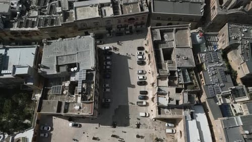 Aerial video of the walled city of St Paul's Cathedral, Malta