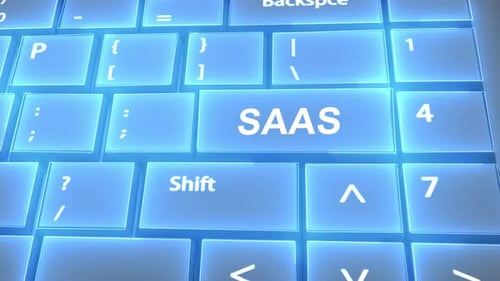 Futuristic Computer Keyboard SAAS Text on Key