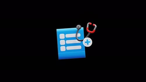 3D Animated Medical Checklist Stethoscope Icon