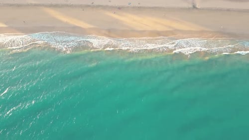 Summer seascape beautiful waves, blue sea water in sunny day. Esquinzo beach, Spain, Canary Island T