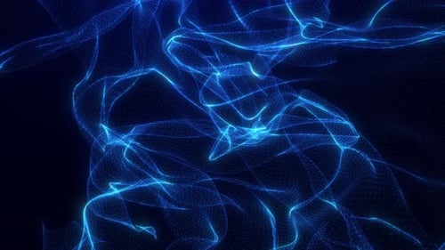 Blue digital wave of particles and dots, futuristic cyber background. Digital particle cyber