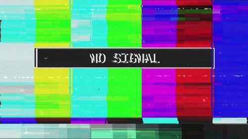 No Signal Glitch Effect TV Color Bars Animation