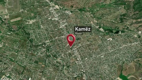 Plan de la ville de Kamëz Zoom (Albanie) de l'espace à la Terre