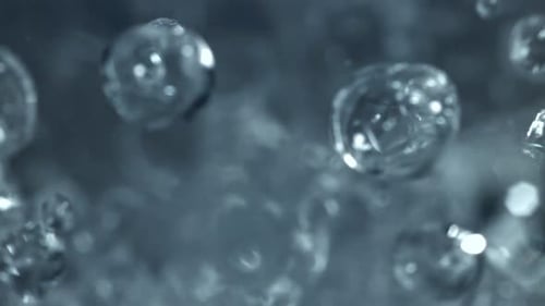 Macro view of fresh sparkling water bubbles