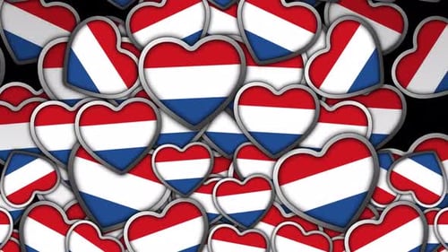 Falling Dutch Flag Hearts Animated Loop Background