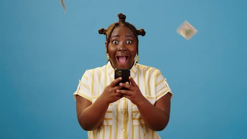 Excited Woman Wins Big Money Online