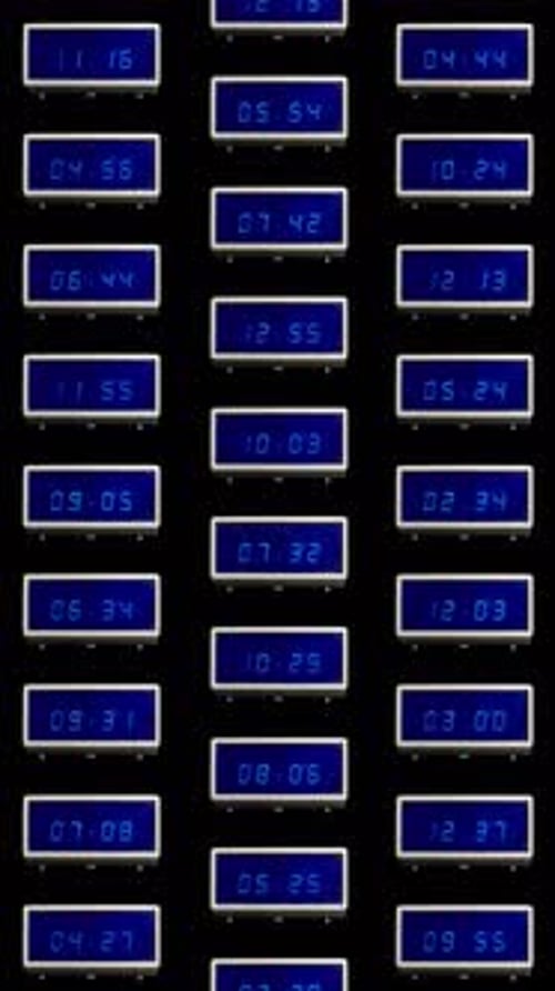 Retro Led Clocks in Stop Motion in Vertical