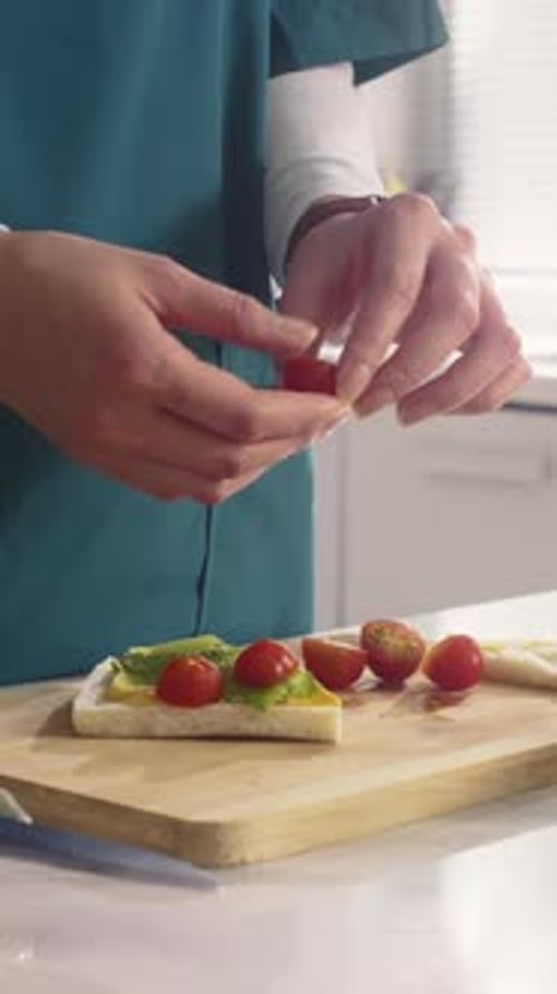 Making Healthy Avocado and Tomato Sandwich at Home